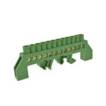 Barra Bronce Aislada Riel Din Verde 12 Polos